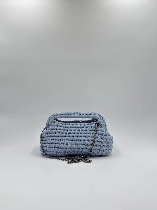 Clutch Glitter aperta con catena