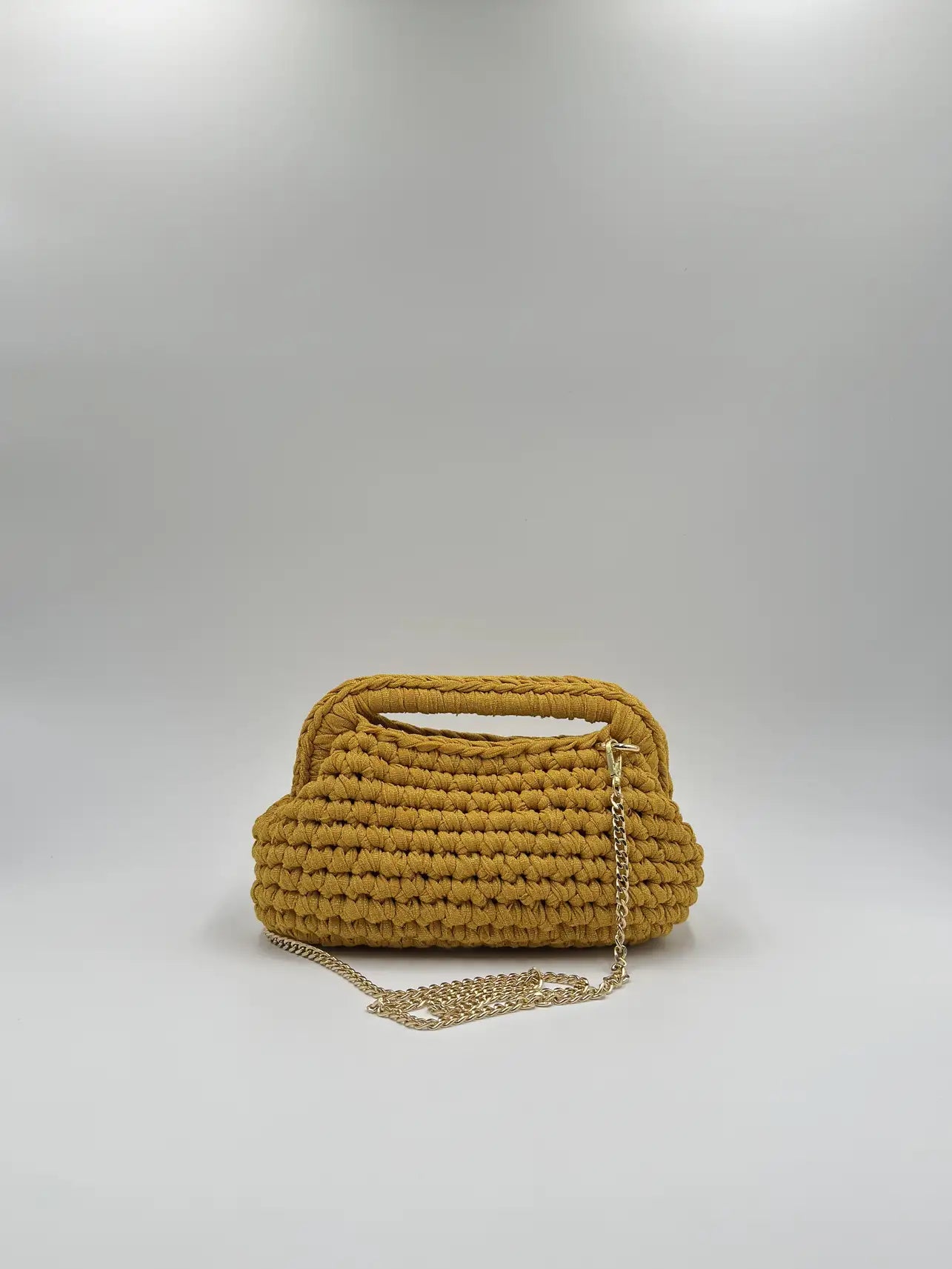 Clutch Glitter aperta con catena