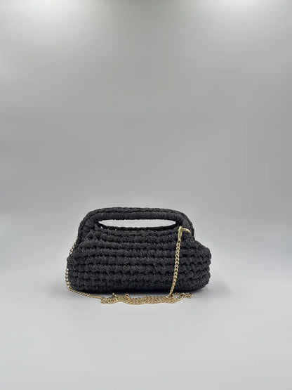 Clutch Glitter aperta con catena