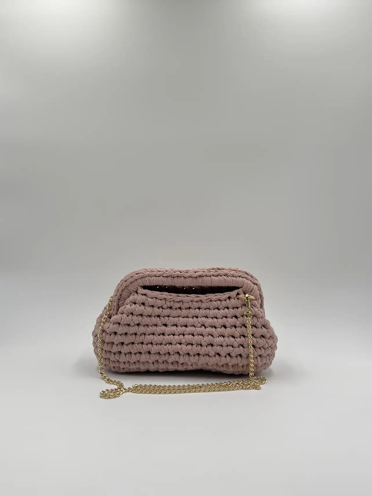 Clutch Glitter aperta con catena