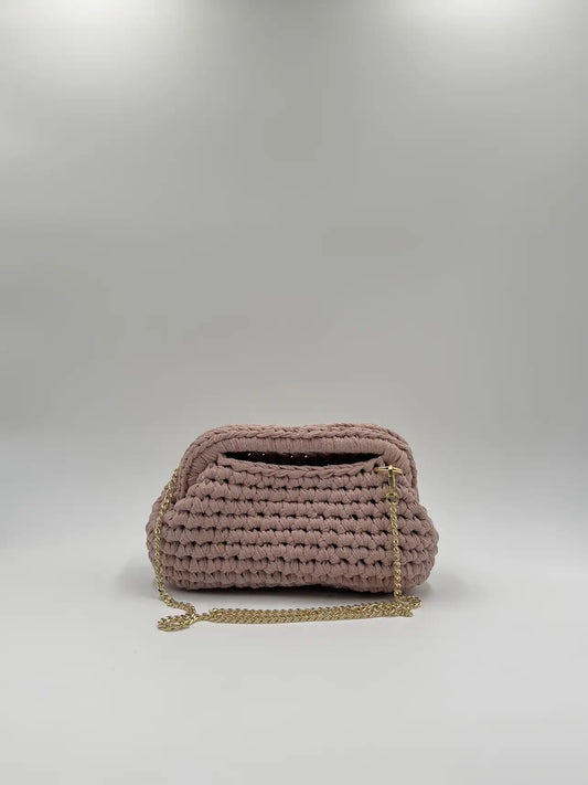 Clutch Glitter aperta con catena